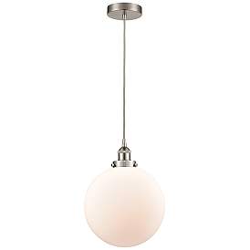 Image1 of Beacon 12" Brushed Satin Nickel Mini Pendant w/ Matte White Shade