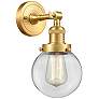 2_Beacon 12" High Satin Gold Wall Sconce with Clear Glass
