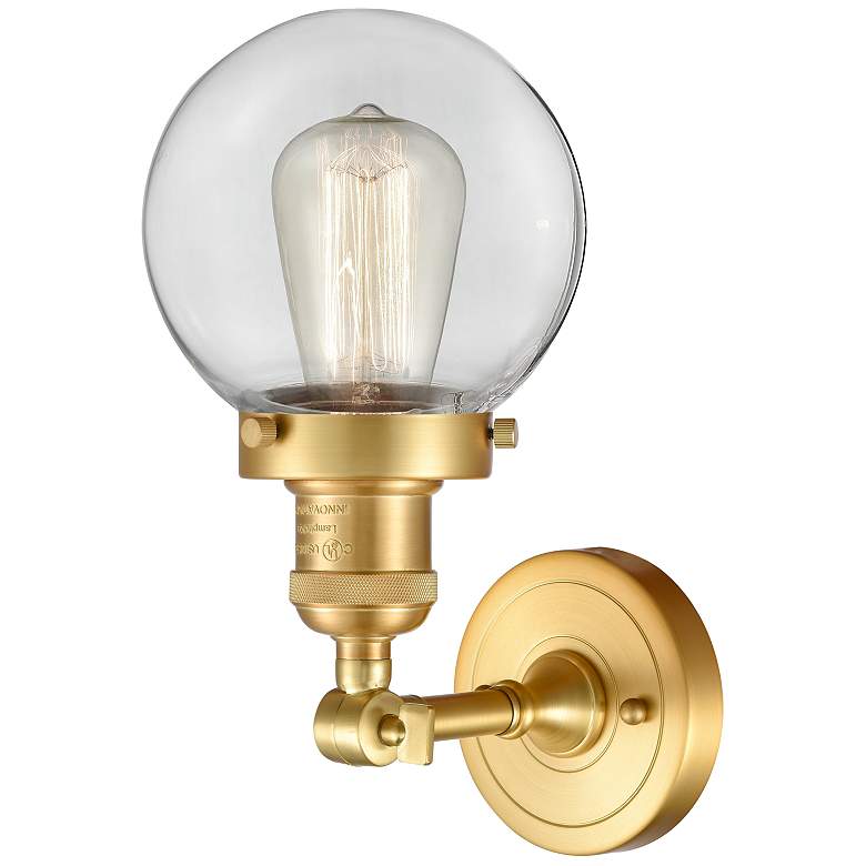 Image 3 Beacon 12" High Satin Gold Wall Sconce with Clear Glass more views