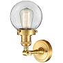 3_Beacon 12" High Satin Gold Wall Sconce with Clear Glass more views