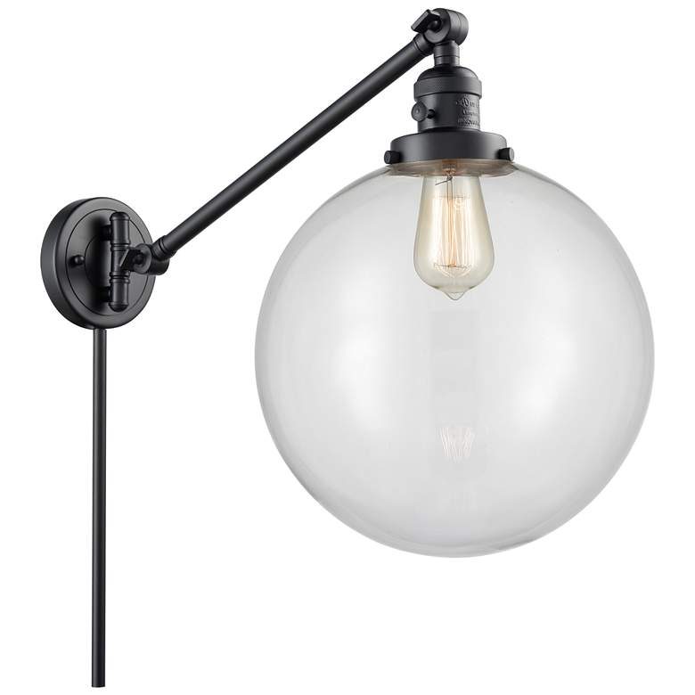 Image 1 Beacon 12" Matte Black LED Swing Arm With Clear Shade