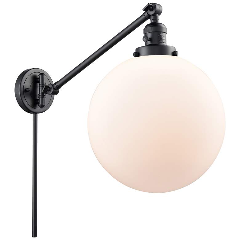 Image 1 Beacon 12" Matte Black LED Swing Arm With Matte White Shade