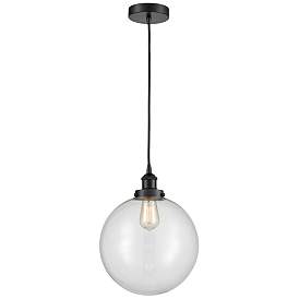 Image1 of Beacon 12" Matte Black Mini Pendant w/ Clear Shade