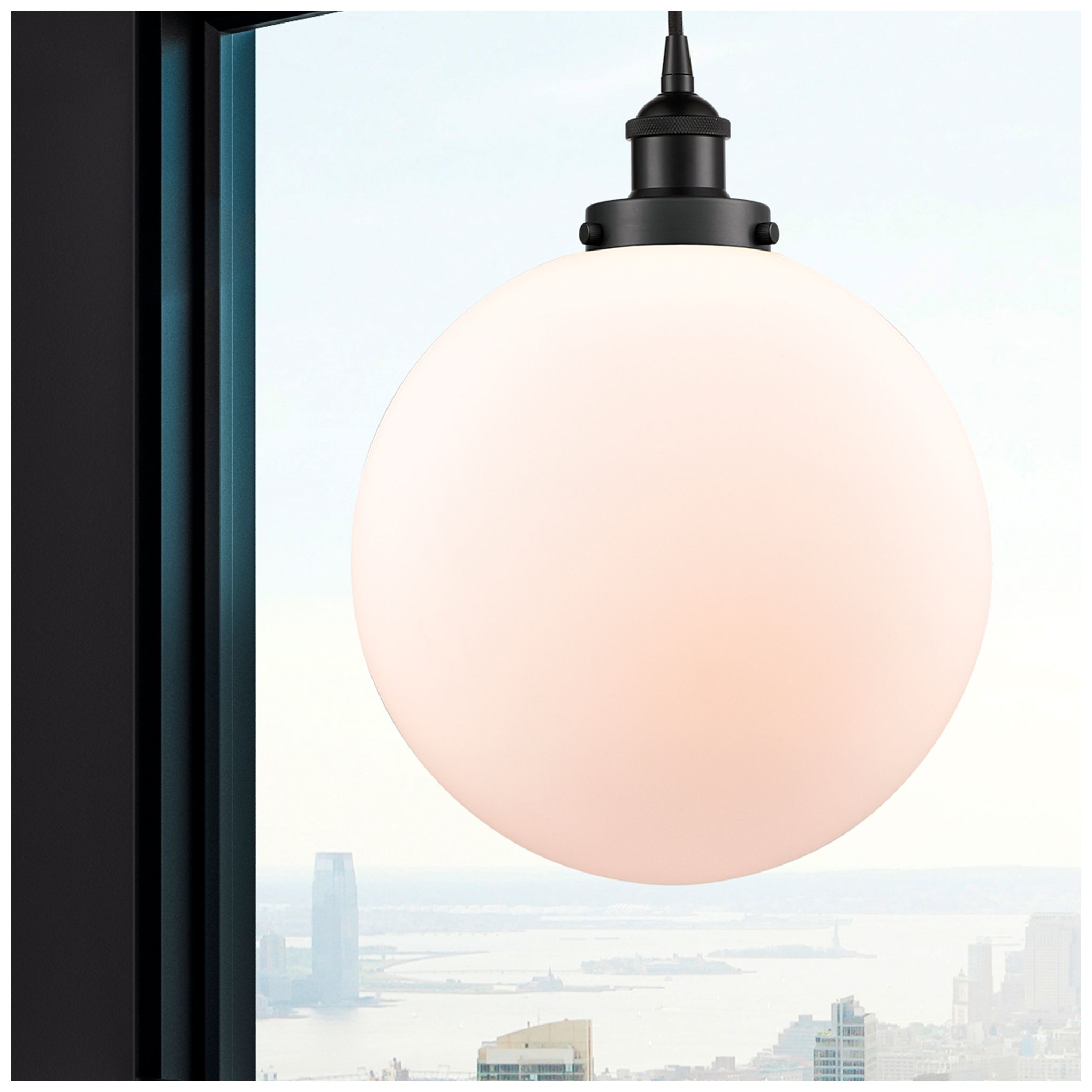 Image 2 Beacon 12" Matte Black Mini Pendant w/ Matte White Shade more views