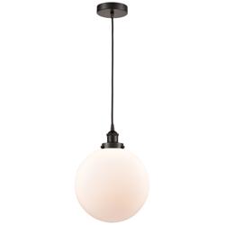 Beacon 12" Oil Rubbed Bronze Mini Pendant w/ Matte White Shade