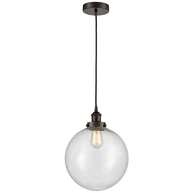 Image 1 Beacon 12" Oil Rubbed Bronze Mini Pendant w/ Seedy Shade