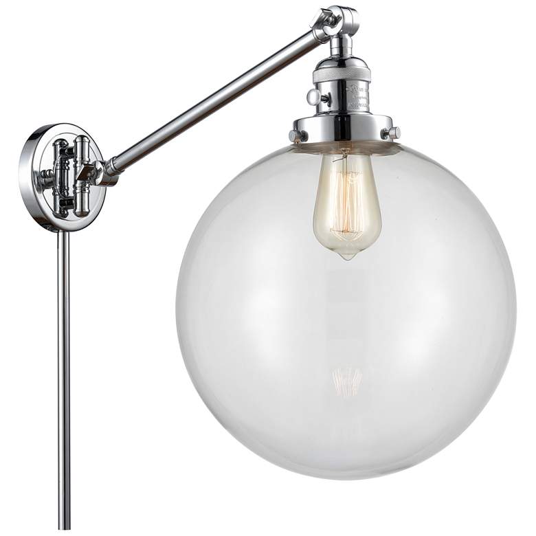 Image 1 Beacon 12" Polished Chrome LED Swing Arm With Clear Shade
