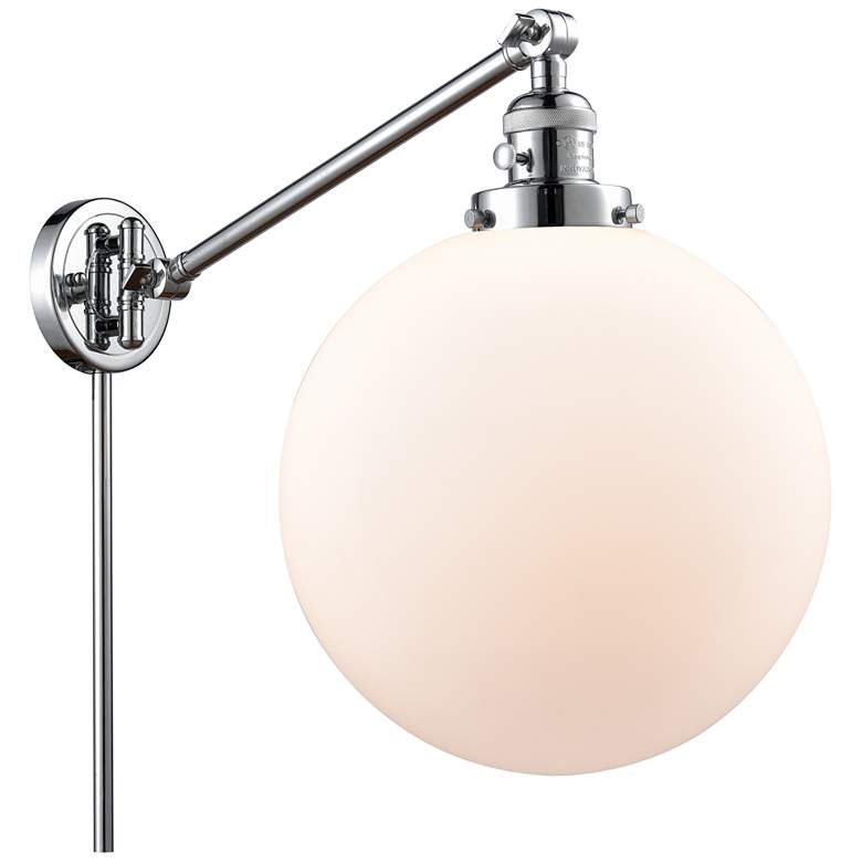 Image 1 Beacon 12" Polished Chrome LED Swing Arm With Matte White Shade