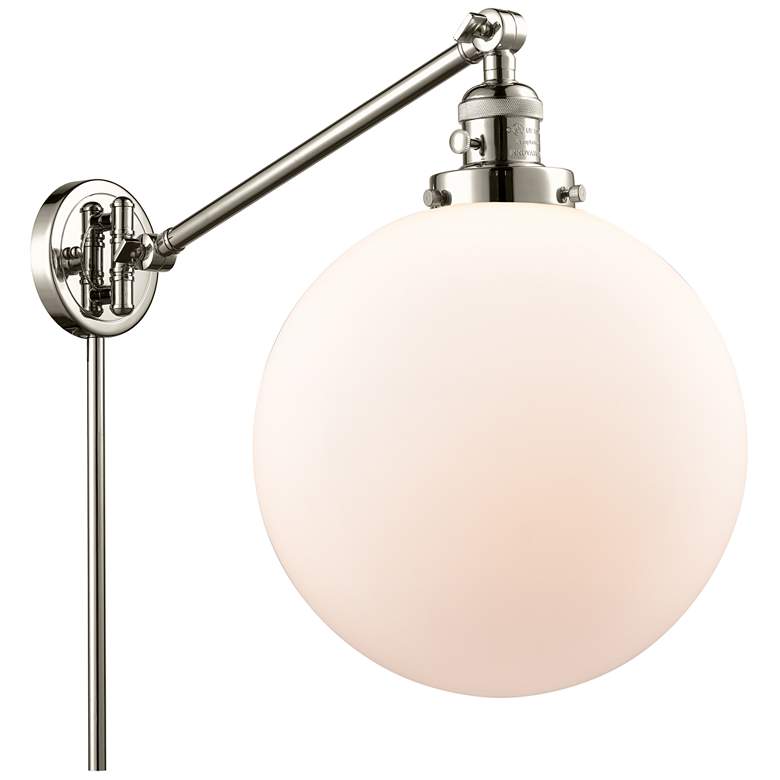 Image 1 Beacon 12" Polished Nickel LED Swing Arm With Matte White Shade