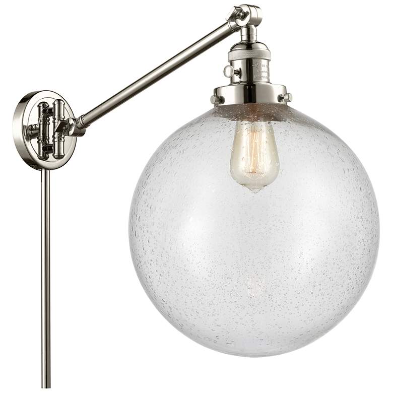 Image 1 Beacon 12" Polished Nickel LED Swing Arm With Seedy Shade