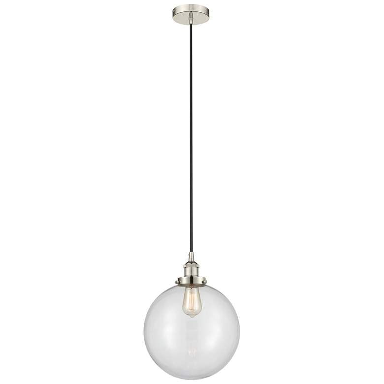 Image 1 Beacon 12" Polished Nickel Mini Pendant w/ Clear Shade