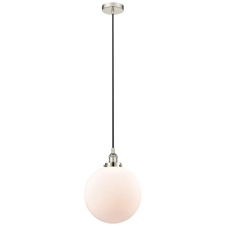 Image 1 Beacon 12" Polished Nickel Mini Pendant w/ Matte White Shade