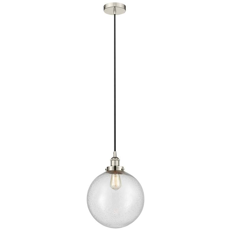 Image 1 Beacon 12" Polished Nickel Mini Pendant w/ Seedy Shade