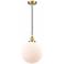 Beacon 12" Satin Gold Mini Pendant w/ Matte White Shade