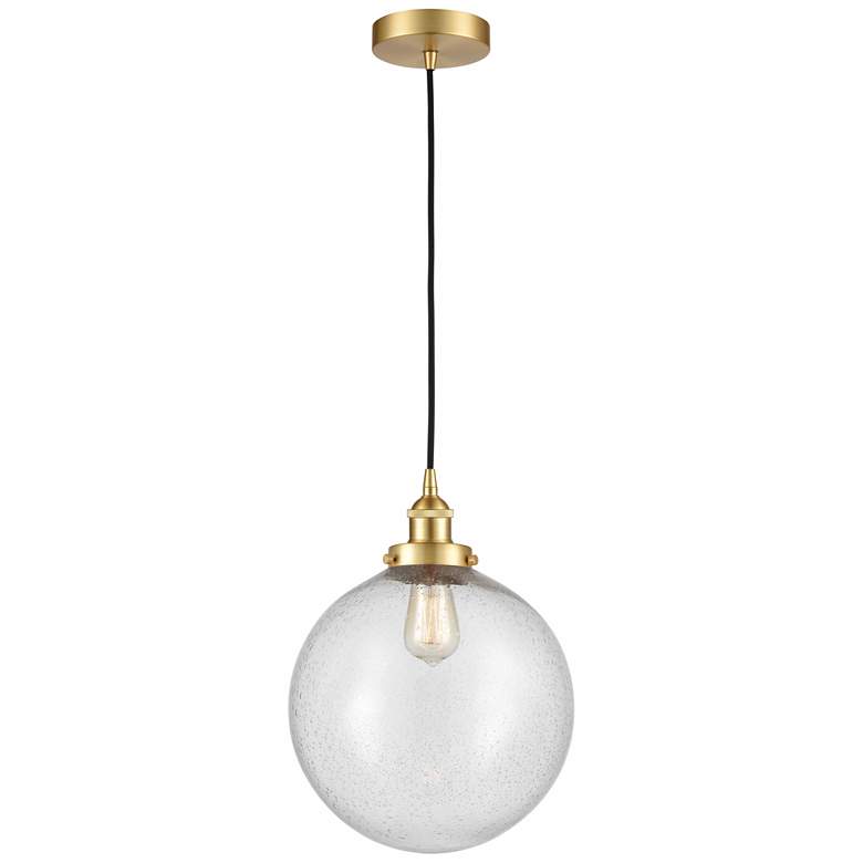 Image 1 Beacon 12" Satin Gold Mini Pendant w/ Seedy Shade