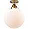 Beacon 12" Wide Brushed Brass Ceiling Light with White Shade