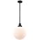 Beacon 12" Wide Matte Black Mini Pendant with White Glass