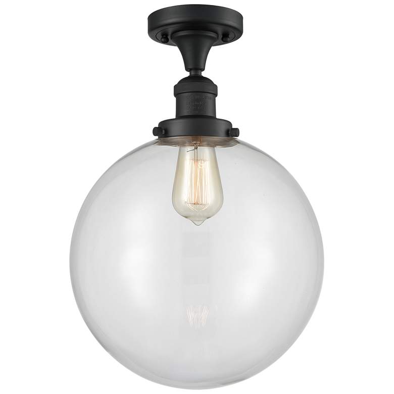 Image 1 Beacon 12" Wide Matte Black Semi Flush Mount w/ Clear Shade