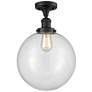 Beacon 12" Wide Matte Black Semi Flush Mount w/ Clear Shade