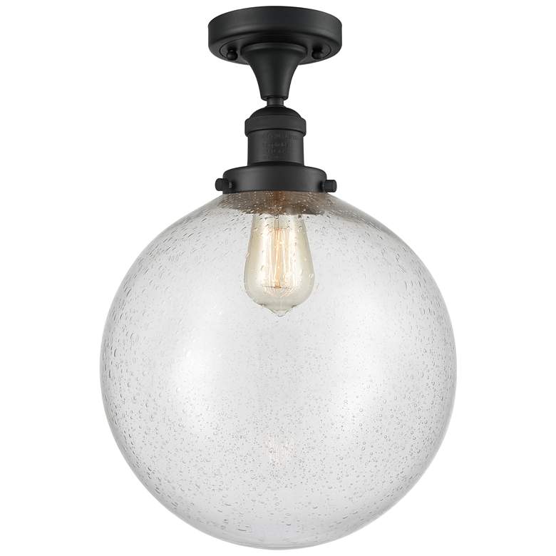 Image 1 Beacon 12" Wide Matte Black Semi Flush Mount w/ Seedy Shade