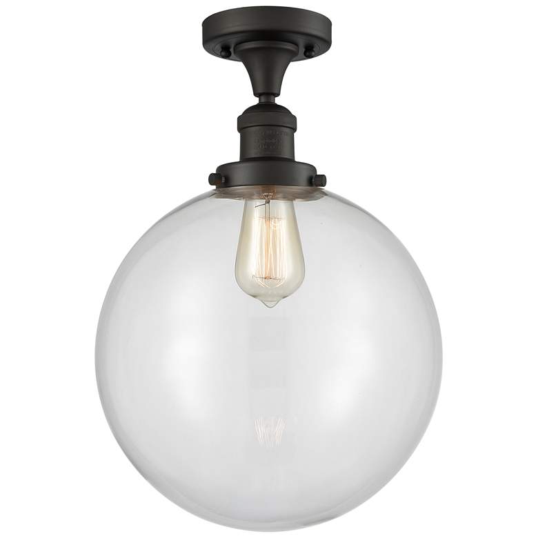 Image 1 Beacon 12" Wide Oil Rubbed Bronze Semi Flush Mount w/ Clear Shade