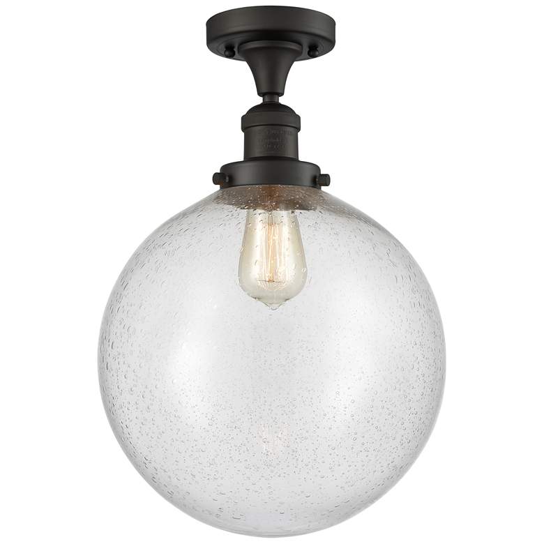 Image 1 Beacon 12" Wide Oil Rubbed Bronze Semi Flush Mount w/ Seedy Shade