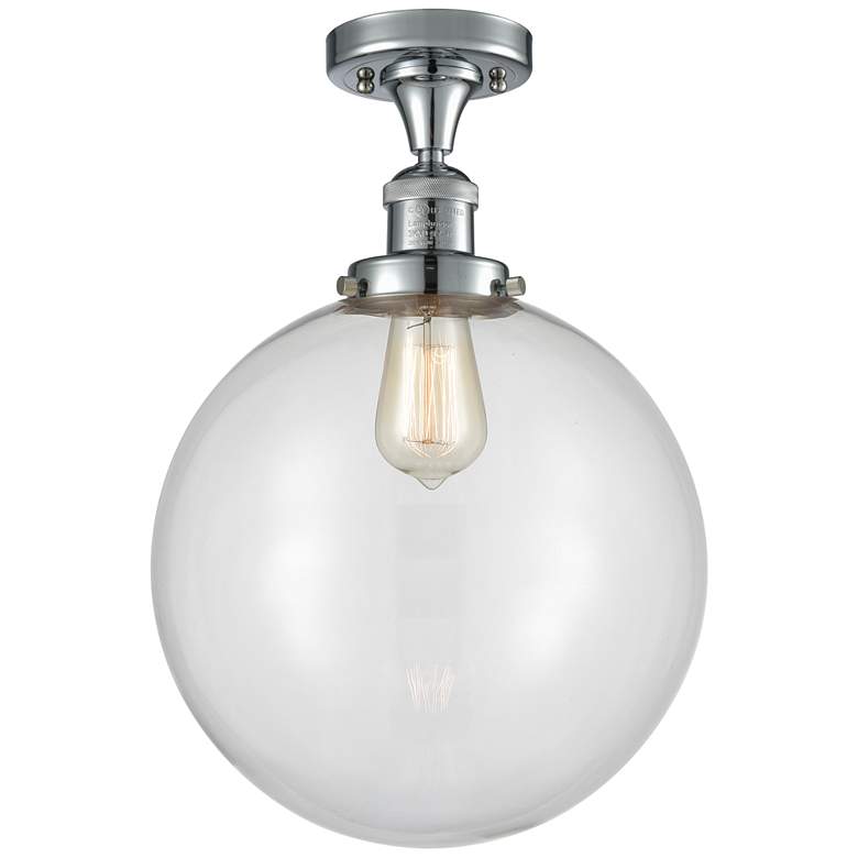 Image 1 Beacon 12" Wide Polished Chrome Semi Flush Mount w/ Clear Shade