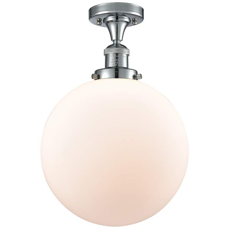 Image 1 Beacon 12" Wide Polished Chrome Semi Flush Mount w/ Matte White Shade