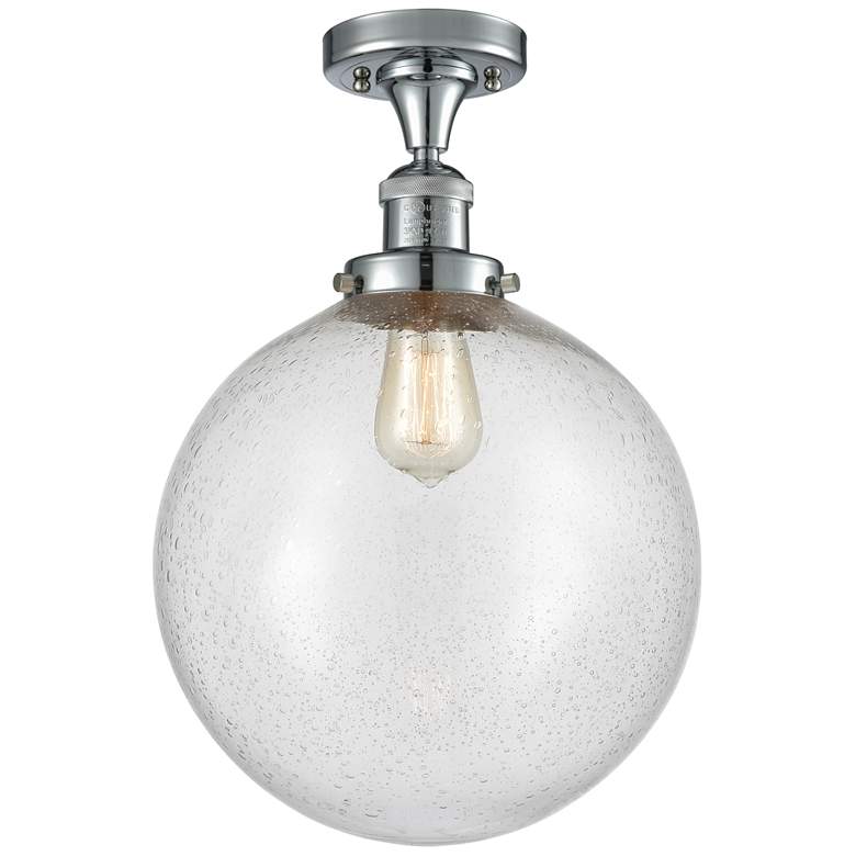 Image 1 Beacon 12" Wide Polished Chrome Semi Flush Mount w/ Seedy Shade