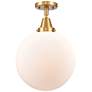 Beacon 12" Wide Satin Gold LED Ceiling Light with White Glass