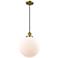 Beacon 12"W Brushed Brass and White Glass LED Mini Pendant