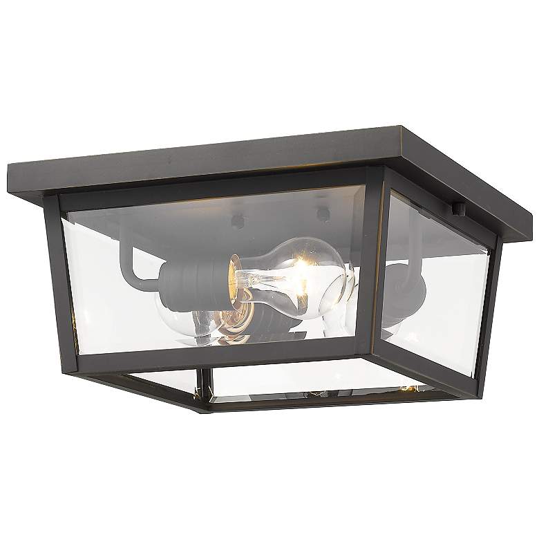 Image 1 Beacon 12"W Oil-Rubbed Bronze 3-Light Outdoor Ceiling Light