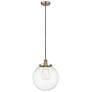 Beacon 13.75" Wide Antique Brass Corded Mini Pendant w/ Clear Shade