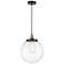 Beacon 13.75" Wide Black Brass Corded Mini Pendant With Clear Shade