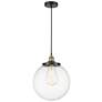 Beacon 13.75" Wide Black Brass Corded Mini Pendant With Clear Shade