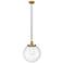 Beacon 13.75" Wide Brushed Brass Corded Mini Pendant w/ Seedy Shade