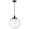 Beacon 13.75" Wide Matte Black Corded Mini Pendant With Seedy Shade