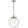 Beacon 13.75" Wide Satin Nickel Corded Mini Pendant w/ Seedy Shade