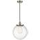 Beacon 13.75" Wide Satin Nickel Corded Mini Pendant w/ Seedy Shade