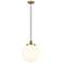 Beacon 13.75"W Antique Brass Corded Mini Pendant w/ Matte White Shade