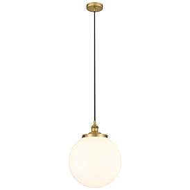 Image1 of Beacon 13.75"W Brushed Brass Corded Mini Pendant w/ Matte White Shade