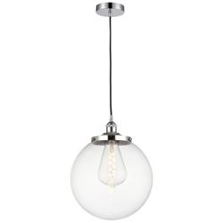 Beacon 13.75&quot;W Polished Chrome Corded Mini Pendant w/ Clear Shade