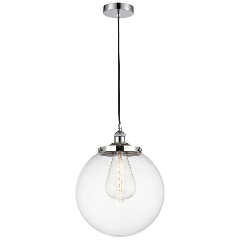 Image 1 Beacon 13.75"W Polished Chrome Corded Mini Pendant w/ Clear Shade