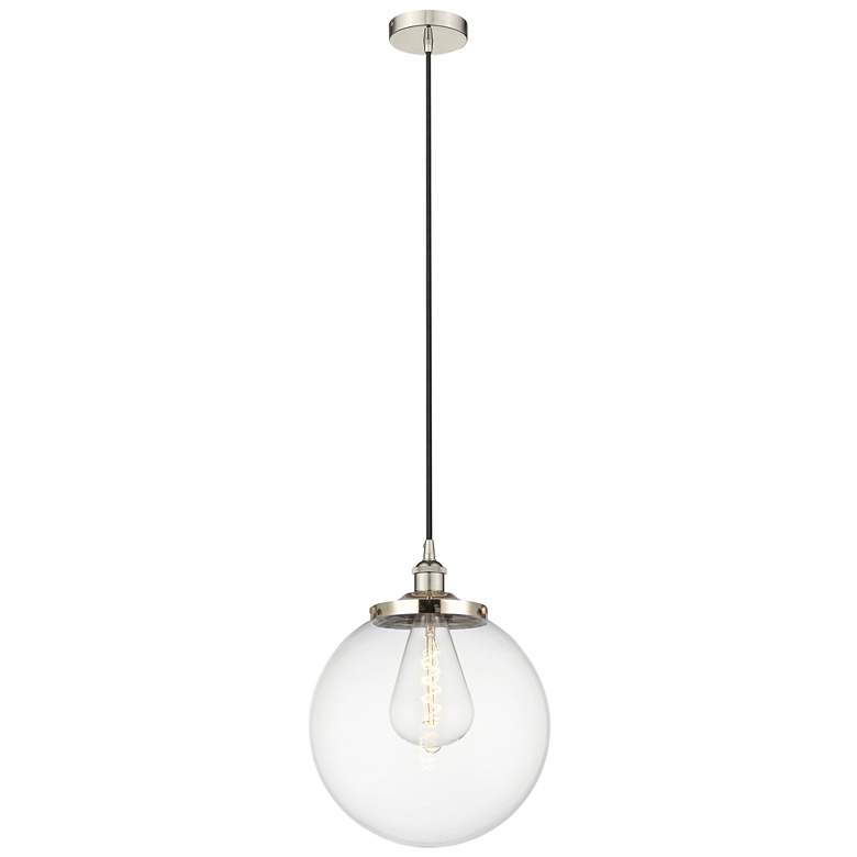 Image 1 Beacon 13.75"W Polished Nickel Corded Mini Pendant w/ Clear Shade