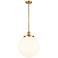 Beacon 13 3/4" Wide Satin Gold Pendant Light w/ White Glass