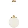 Beacon 13 3/4"W Satin Gold Pendant Light with White Glass