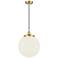 Beacon 13 3/4"W Satin Gold Pendant Light with White Glass