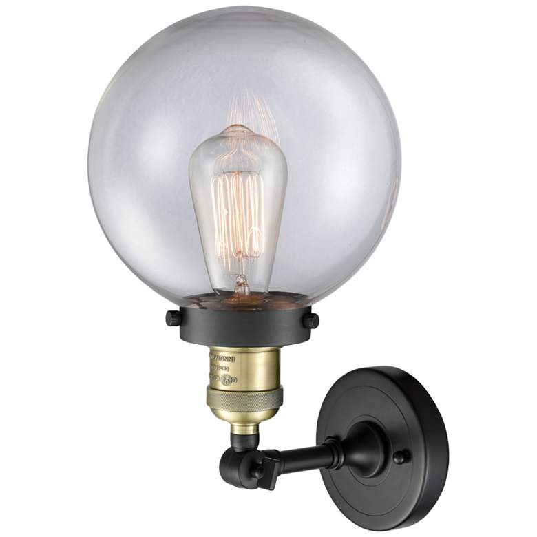 Image 2 Beacon 14" High Black Antique Brass Clear Glass Wall Sconce more views