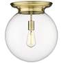 Beacon 14" Wide Antique Brass Flush Mount With Clear Glass Shade