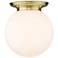 Beacon 14" Wide Antique Brass Flush Mount With Matte White Glass Shade